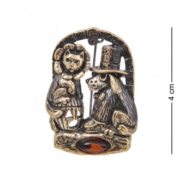 Фигурка - брошь Кот и пес (янтарь)