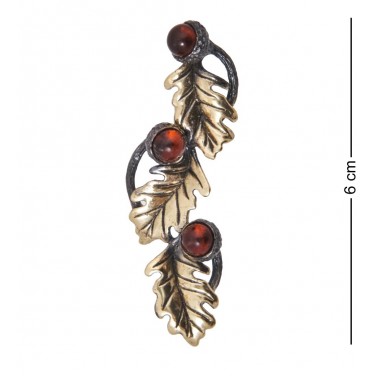 Фигурка - брошь Веточка дуба (янтарь)
