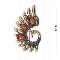 Фигурка - брошь Красавец павлин (янтарь)