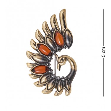 Фигурка - брошь Красавец павлин (янтарь)