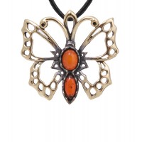 Подвеска Перламутровая бабочка (янтарь)