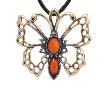 Подвеска Перламутровая бабочка (янтарь)