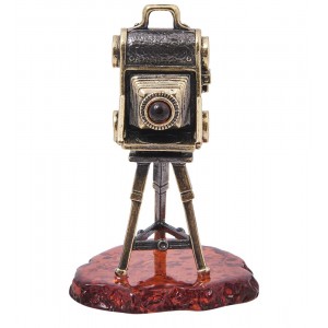 Фигурка Старинный фотоаппарат (янтарь)