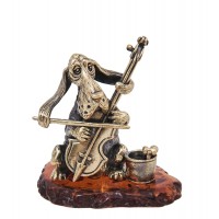 Фигурка Бассет - уличный музыкант (янтарь)