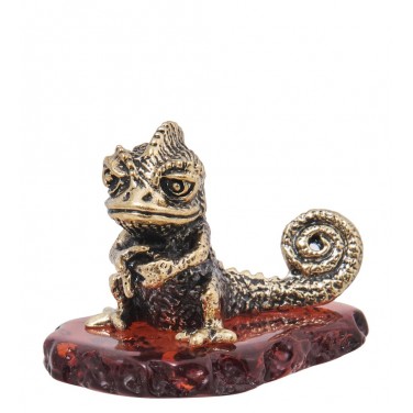 Фигурка Грозная ящерица (янтарь)