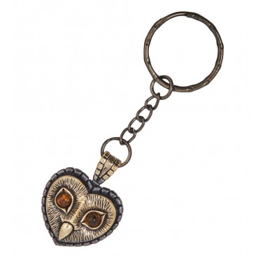 Брелок Сердечная сова (янтарь)