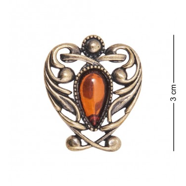 Фигурка - брошь Цветочный завиток (янтарь)