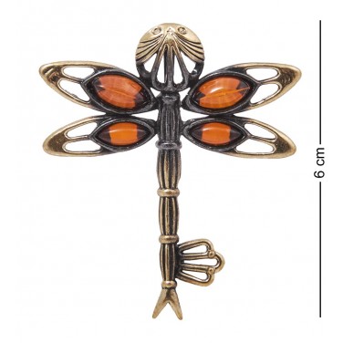 Фигурка - брошь Ключик - стрекоза (янтарь)