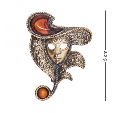Фигурка - брошь Венецианская маска (янтарь)