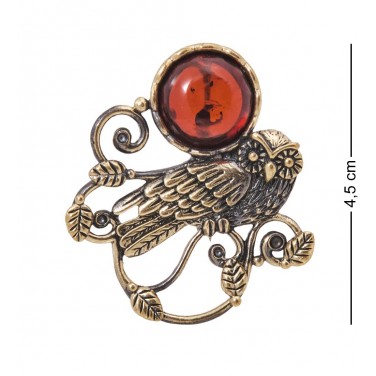 Фигурка - брошь Сова под луной (янтарь)