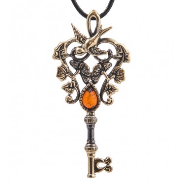 Подвеска Ключик - бабочка (янтарь)