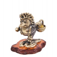 Фигурка Ёжик с лукошком (янтарь)