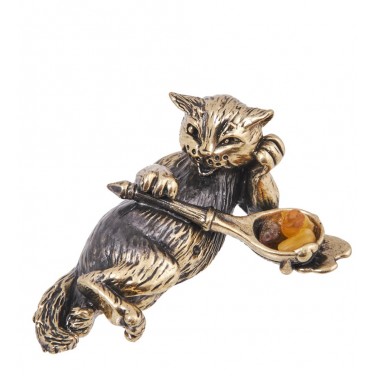 Фигурка Беззаботный кот (янтарь)