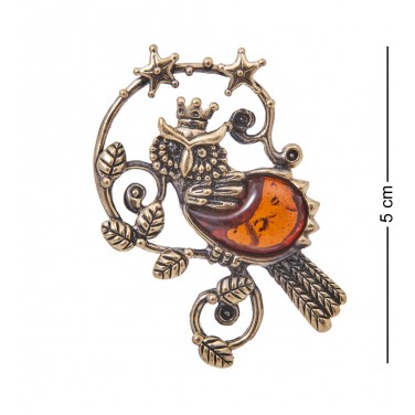 Фигурка - брошь Царица - сова (янтарь)