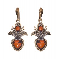 Серьги Лотос (янтарь)