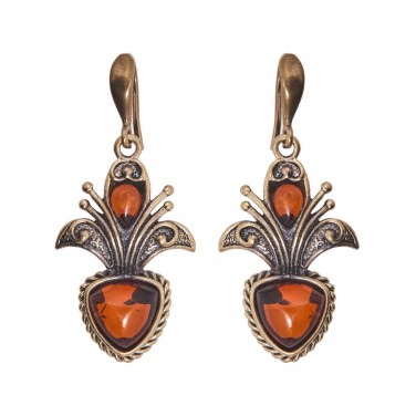 Серьги Лотос (янтарь)