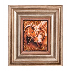 Картина Союз лошадей (янтарная крошка) Картина Союз лошадей (янтарная крошка)