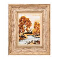 Картина Мельница за рекой (янтарная крошка)