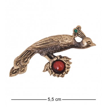 Фигурка - брошь Павлин (янтарь)