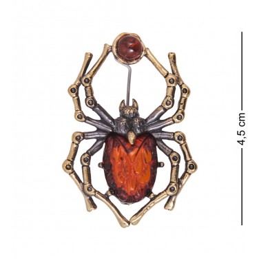 Фигурка - брошь Цветочный паучок (янтарь)
