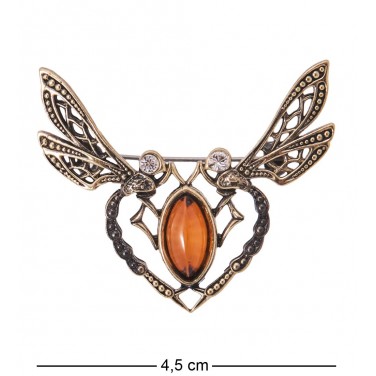 Фигурка - брошь Пара стрекоз (янтарь)