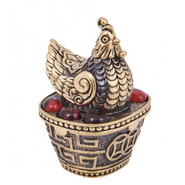 Шкатулка Курочка в лукошке (янтарь)