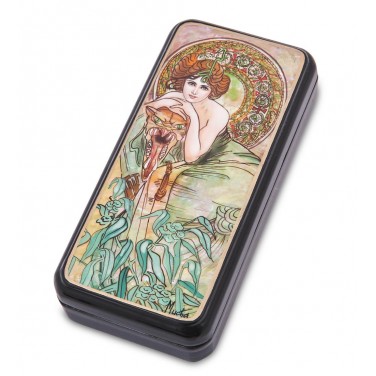 Шкатулка Альфонс Муха - Драгоценные камни. Изумруд (ручная работа)