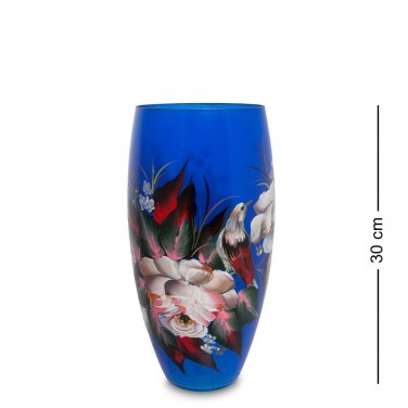 Стеклянная ваза Бочонок с цветами (ручная работа)