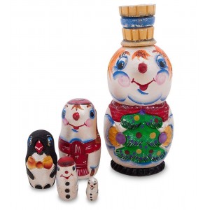 Матрешка Снеговики и пингвин