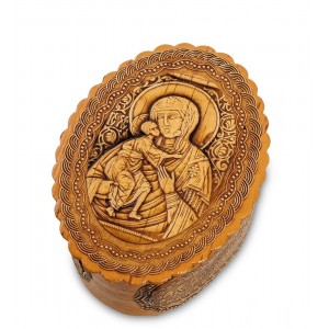 Шкатулка Пресвятая Богородица с ребенком (береста)