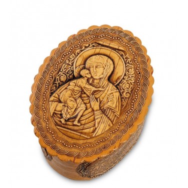 Шкатулка Пресвятая Богородица с ребенком (береста)