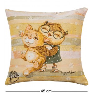 Декоративная подушка Совенок с котёнком (гобелен)
