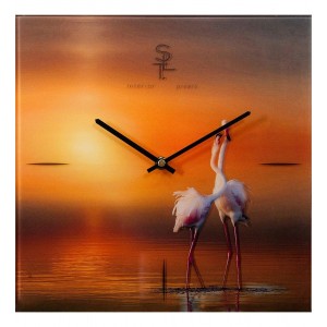 Часы настенные Фламинго на закате