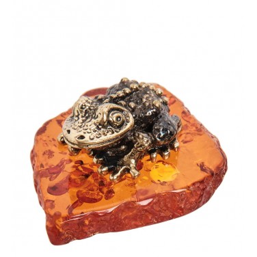 Фигурка Лягушка на камне (янтарь)