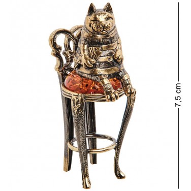 Фигурка Упитанный котик на стуле (янтарь)