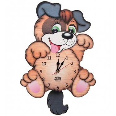 Часы настенные Игривый щенок (с маятником)