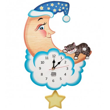 Часы настенные Месяц с котейкой (с маятником)