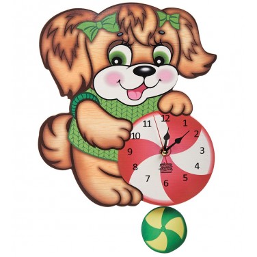Часы настенные Игривая собачка (с маятником)