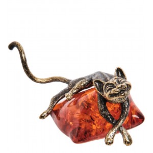Фигурка Довольный кот (янтарь) Фигурка Довольный кот (янтарь)