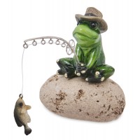 Фигурка Лягушка на рыбалке
