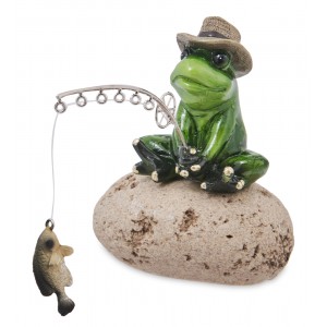 Фигурка Лягушка на рыбалке