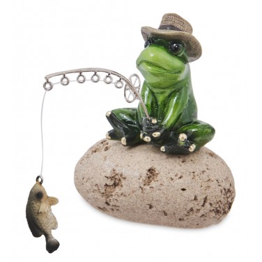 Фигурка Лягушка на рыбалке