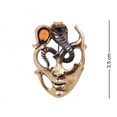 Фигурка - брошь Змея в маске (янтарь)