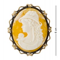 Брошь Камея - девушка (янтарь)