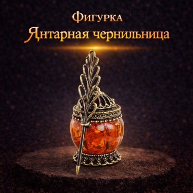 Фигурка Янтарная чернильница (латунь, янтарь)