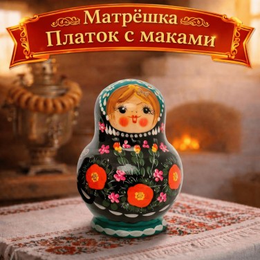 Матрешка Платок с маками