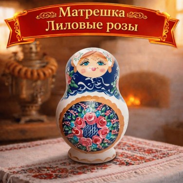 Матрешка Лиловые розы