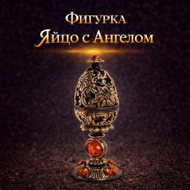 Фигурка Яйцо с Ангелом (латунь, янтарь)
