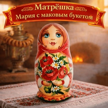 Матрешка Мария с маковым букетом