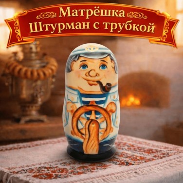 Матрешка Штурман с трубкой